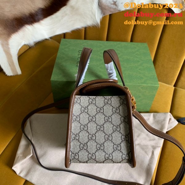 Replica Gucci Horsebit 1955 mini top handle Beige 645453 bag