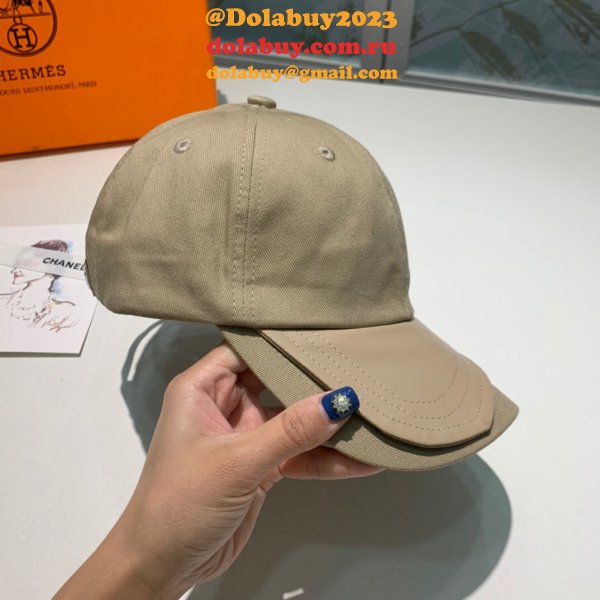 Hermes High Quality Canvas fabric Peaked cap