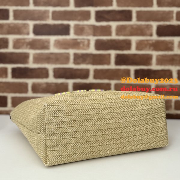 Gucci Duplicate Straw-effect Tote 779666 Beige Fabric Bag