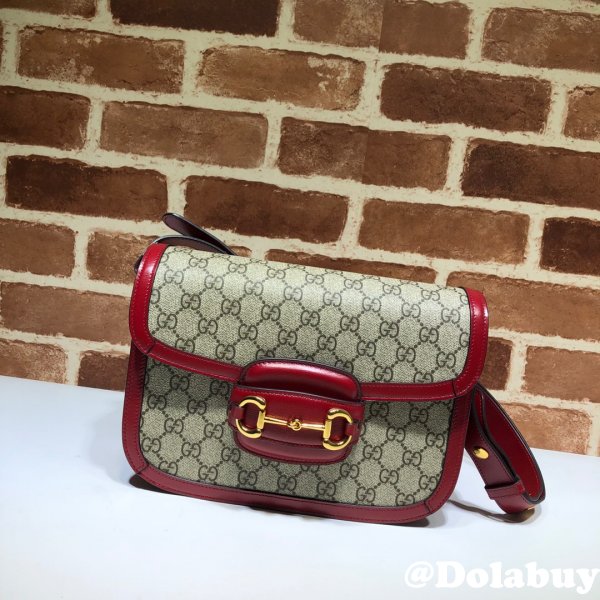 Gucci Replica GG Horsebit 1955 small shoulder 602204 red bag