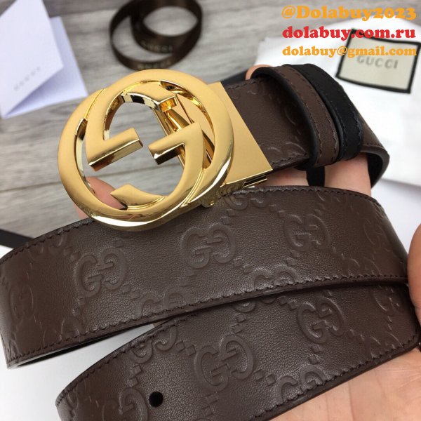 Fake Gucci 37MM Double G leather Replica belt