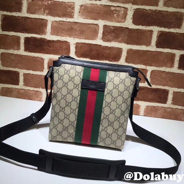 Top Quality Gucci Web GG Supreme Flat Messenger Replica 471454 Bag