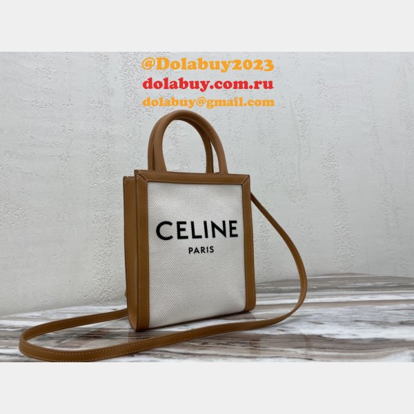 Celine Replica Small Cabas Vertical Bag In Triomphe Canvas