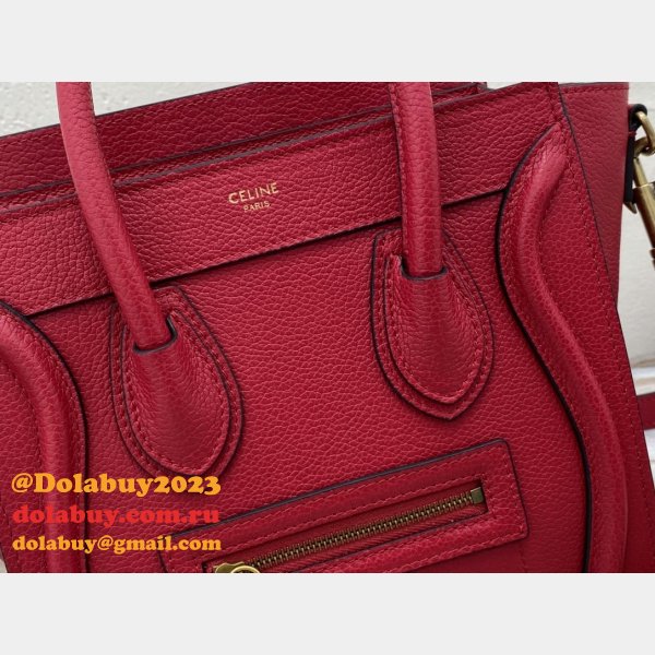 Celine Replica Red Luggage Nano Shopper 168243 Women's Leather