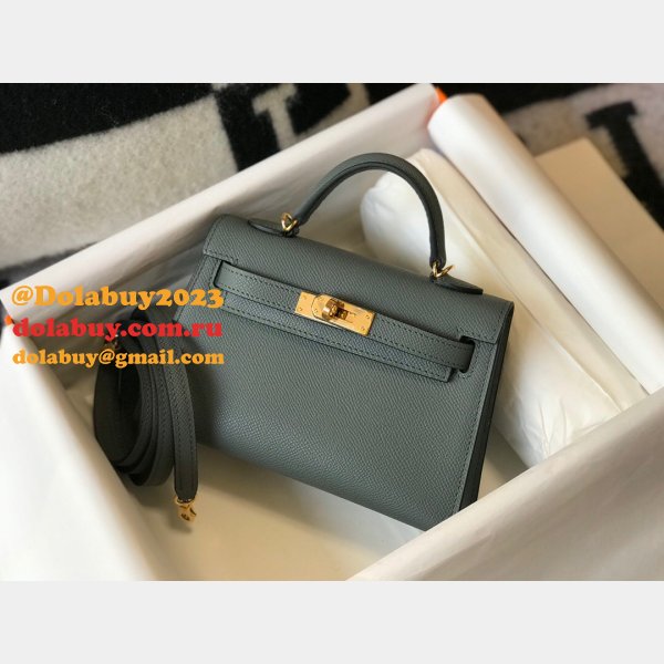 Hermes Replica Mini Kelly Epsom leather ArmyGreen Bags