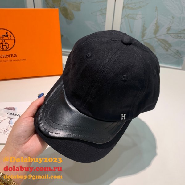 Hermes High Quality Canvas fabric Peaked cap