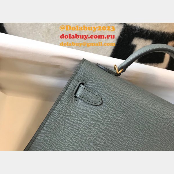 Hermes Replica Mini Kelly Epsom leather ArmyGreen Bags