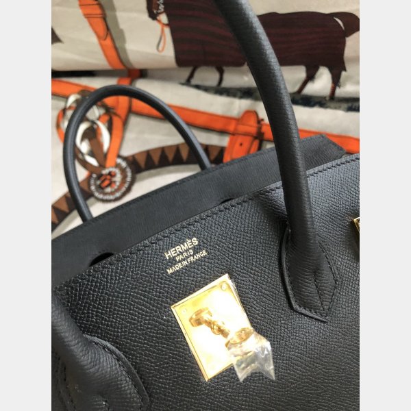 Hermes Birkin Epsom leather Handbags Black Golden