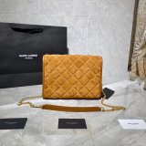 Saint Laurent Becky Small Brown Monogram Luxury Quilted Shoulder