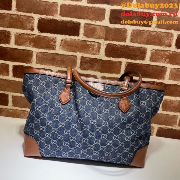 Dark blue Knockoff Gucci Ophidia GG medium tote 631685 Bag