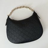 Knockoff Gucci GG Emblem Medium Shoulder Chain 820453 Black Bag