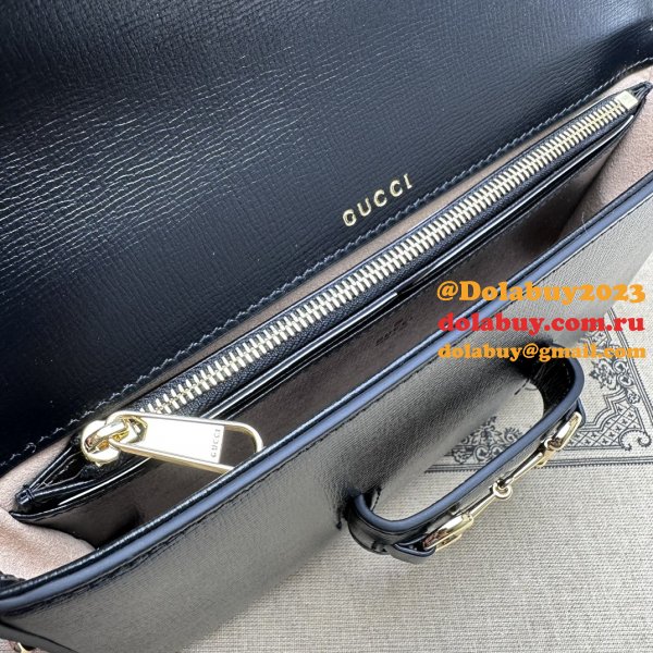 High Quality 752002 Horsebit Black 1955 Replica Gucci Designer Bag