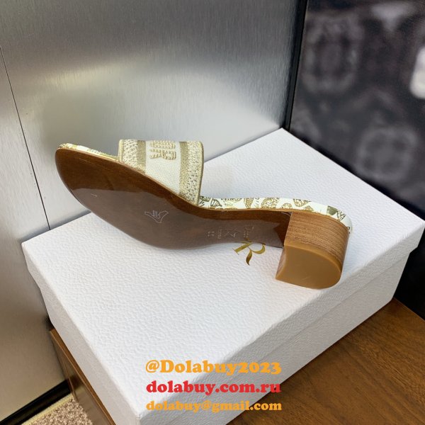 High Quality Dior Dway Heeled Slides Replica Shoes