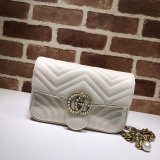 Gucci High Quality Pearly GG Marmont Flap Belt 476809 Bag Matelasse Leather