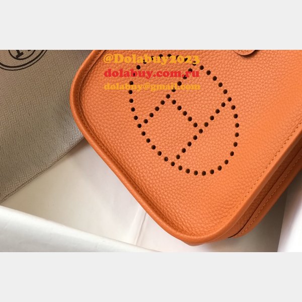 Hermes Bags Replica Mini Evelyne Orange