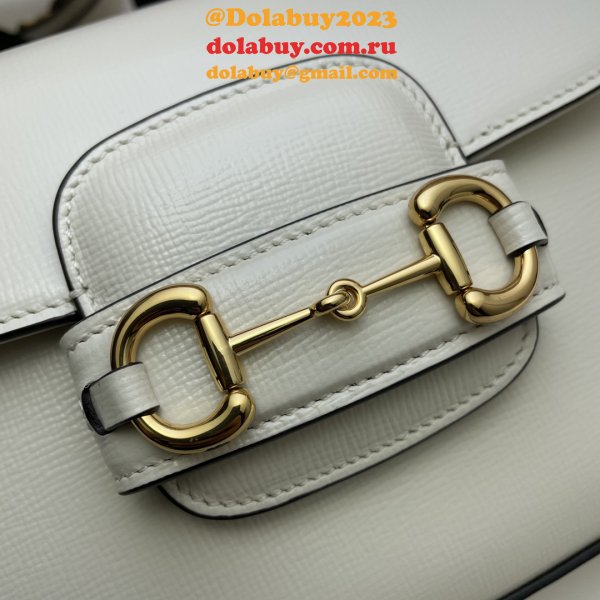 White Replica Gucci Horsebit 1955 mini 658574 bag