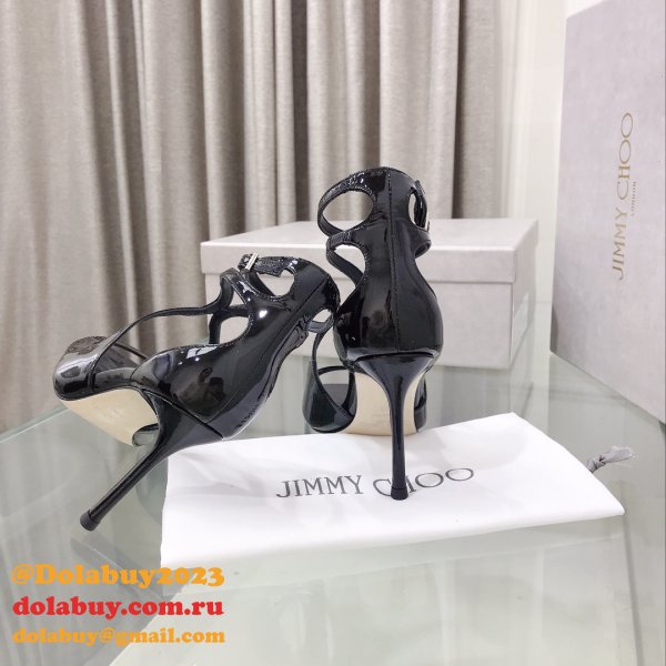 Azia 110 Patent Leather Sandal Knockoff Jimmy Choo Heel: 8.5 cm Shoes