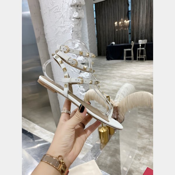 Valentino 1:1 Mirror ROCKSTUD METALLIC FLAT FLIP-FLOP SANDAL