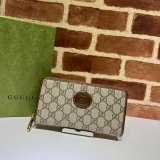 Replica Gucci GG Supreme Fake 673003 Zip around wallet with Interlocking G