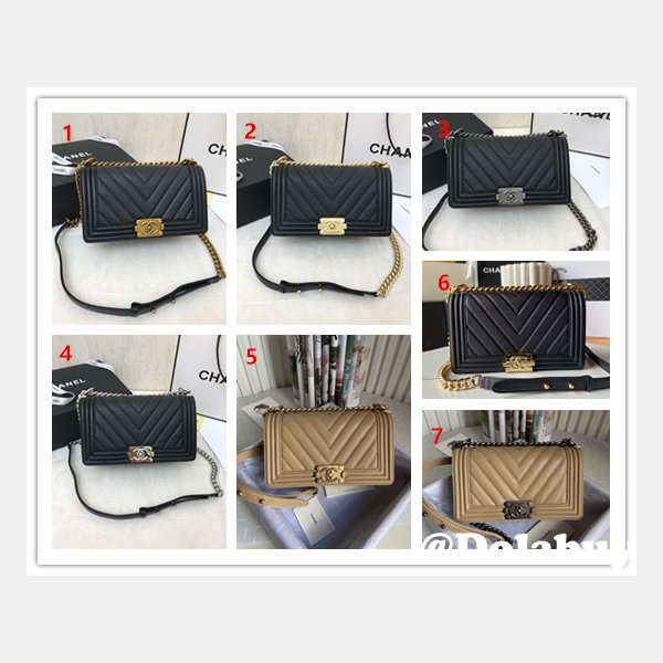 Buy top Replica CC V Le Boy Handbag caviar leather 25cm