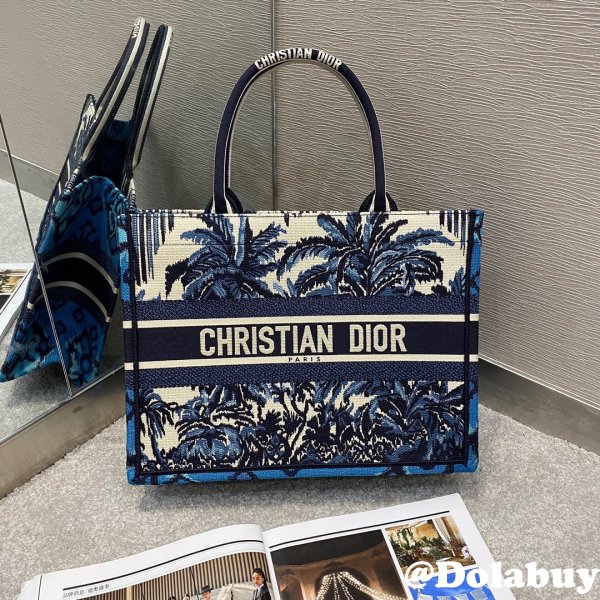 Christian Dior 7 Star Book Tote Oblique Termurah Replica Blue Bag