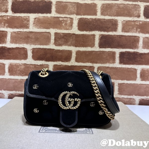 Affordable 446744 Black Marmont Top-Quality Fake Gucci Bags