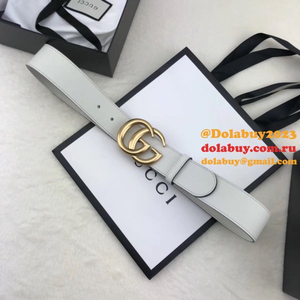 Best Gucci Replica Leather Belt With Double G White Buckle