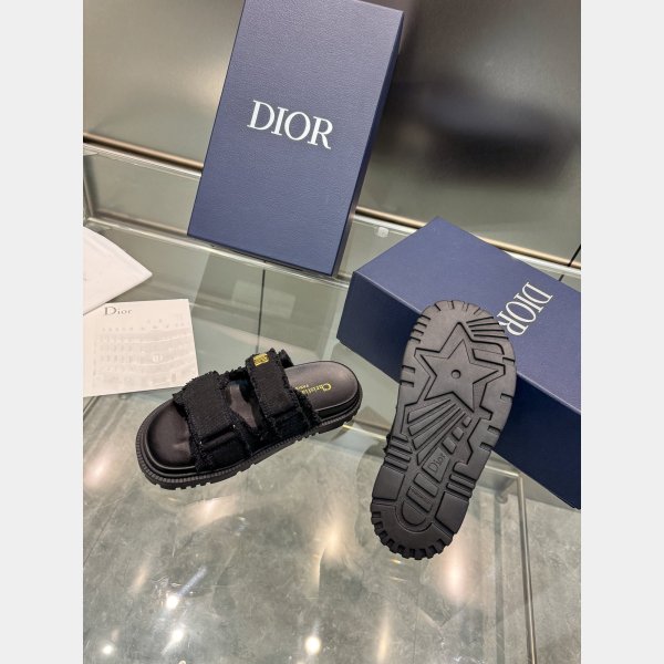 High Quality dior Fringed Cotton Canvas Dioract Slide