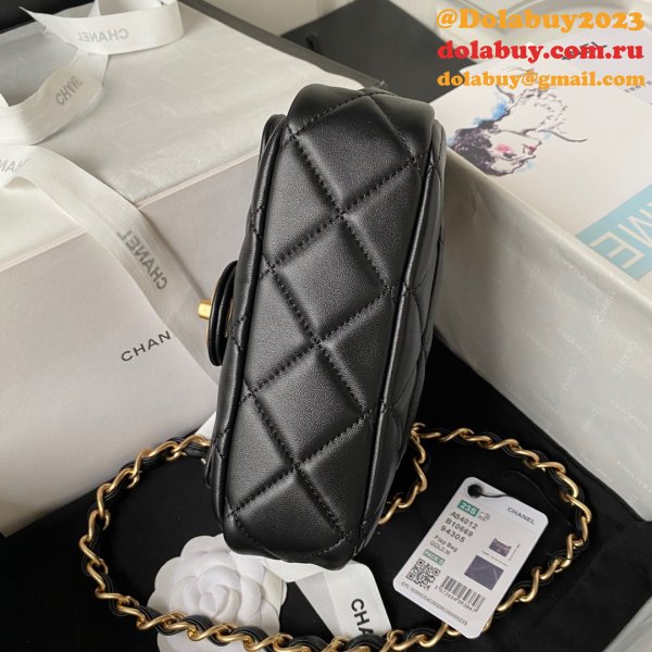 Perfect Copy Top Quality AS4012 Flap Black Replica Bag