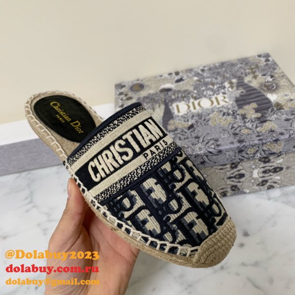 Best Quality 1:1 Mirror Dior Embroidered Fisherman Shoes