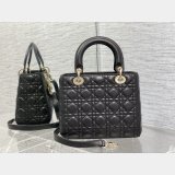 Perfect Quality Replica Lady Dior 24cm Dolabuy Black Handbag