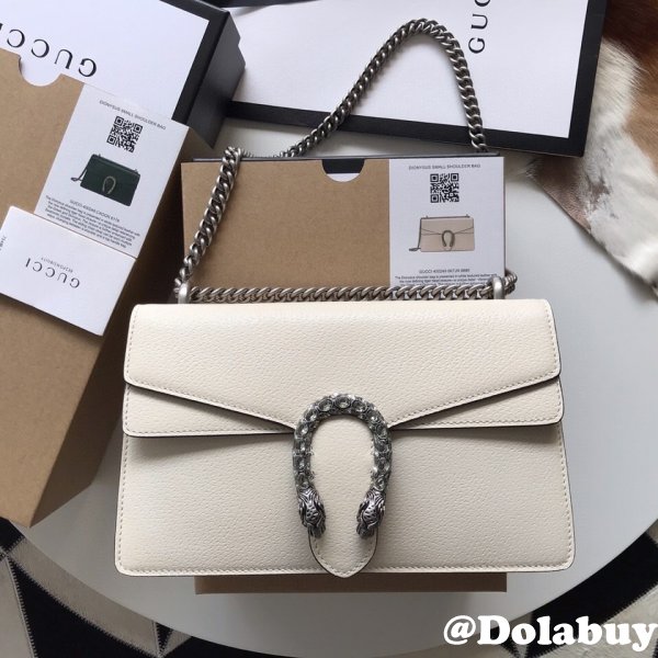 Wholesale Replica Gucci 400249 Dionysus GG Supreme Shoulder White Bag