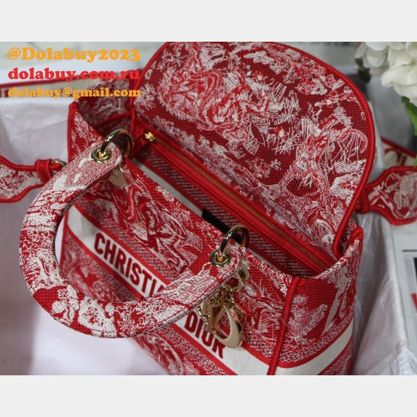 Lady Copy Christian Dior 24cm Red Bag UK for sale