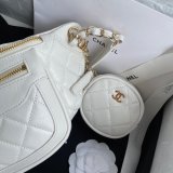 Designer CC High Quality Calfskin Waist AS1077 White Bag