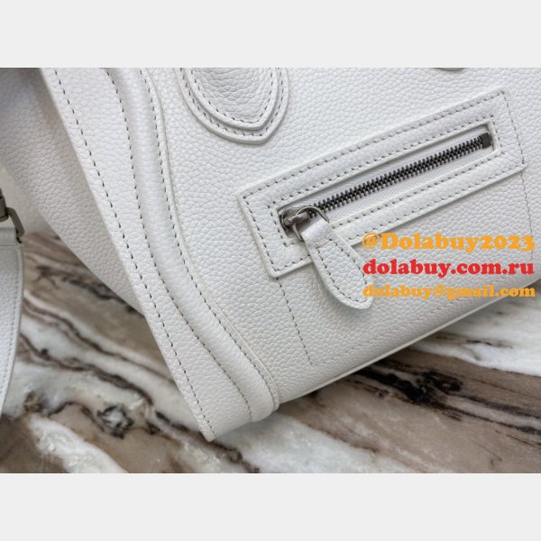 Buy Online Celine White Nano Luggage Bag-168243