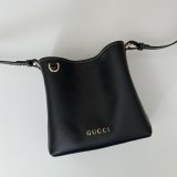 Designer 815118 Fake GG Emblem Gucci 1:1 Mirror Bucket Black Bag